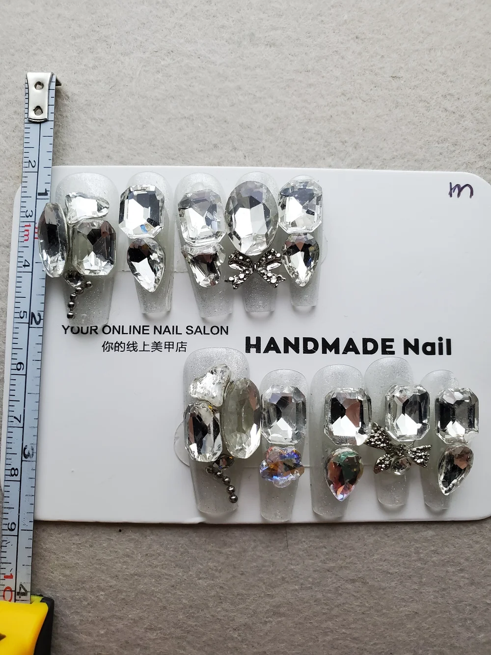 ❄️ Glacial Grandeur | 3D Crystal Press-On Nails